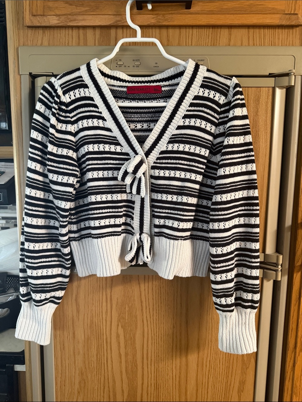 Scarlett Black & White Striped Tie-Front Cardigan